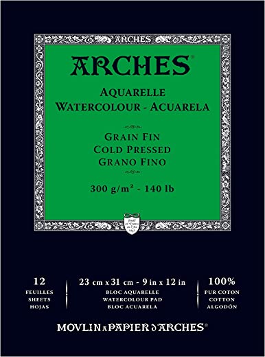Arches Watercolor Paper Pad, 140 pound, Cold Press, 9″x12″