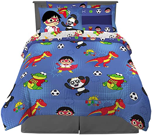 Franco Kids Bedding Soft Comforter and Sheet Set with Sham, 7 Piece Full Size, Ryan’s World