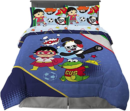 Franco Kids Bedding Super Soft Comforter and Sheet Set, 5 Piece Full Size, Ryan’s World
