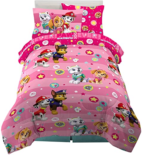 Franco Kids Bedding Super Soft Comforter and Sheet Set with Sham, 5 Piece Twin Size, Paw Patrol Girls