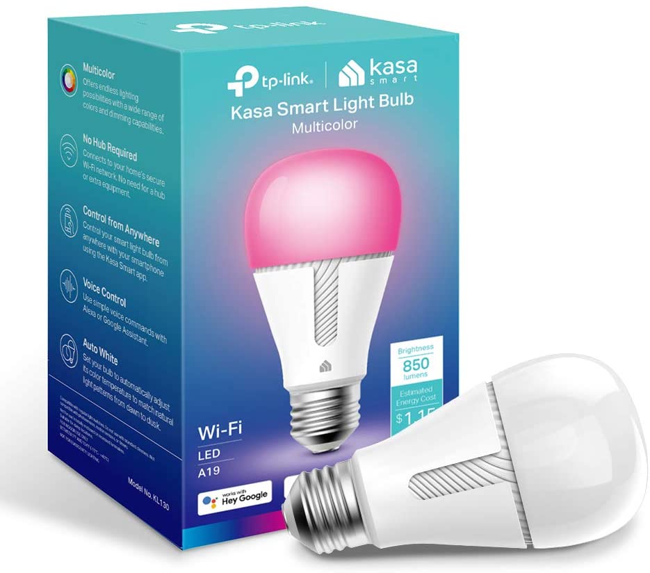 Kasa Smart Bulb, Full Color Changing Dimmable WiFi LED Light Bulb Compatible with Alexa and Google Home, A19, 9.5W 850 Lumens,2.4Ghz only, No Hub…