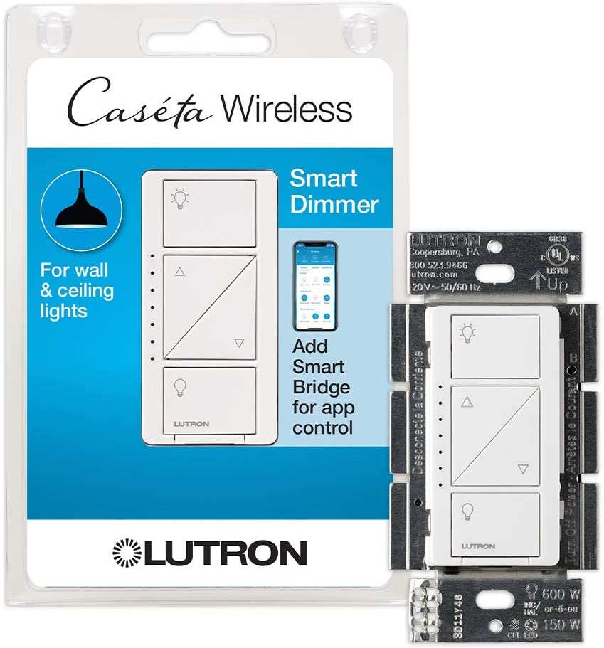 Lutron Caseta Smart Home Dimmer Switch, Works with Alexa, Apple HomeKit, and the Google Assistant | for LED Light Bulbs, Incandescent Bulbs and…