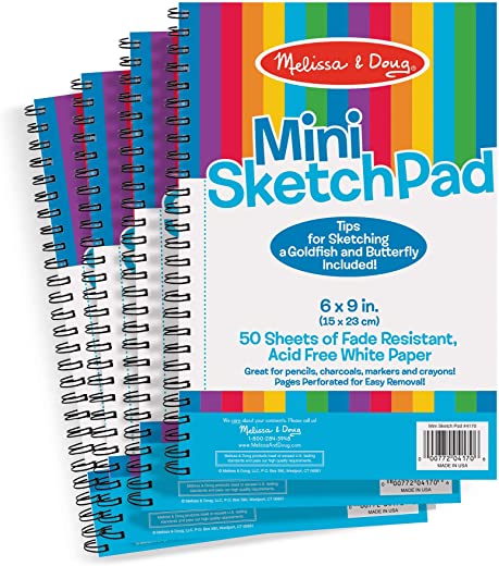 Melissa & Doug Mini-Sketch Spiral-Bound Pad (6 x 9 inches) – 4-Pack