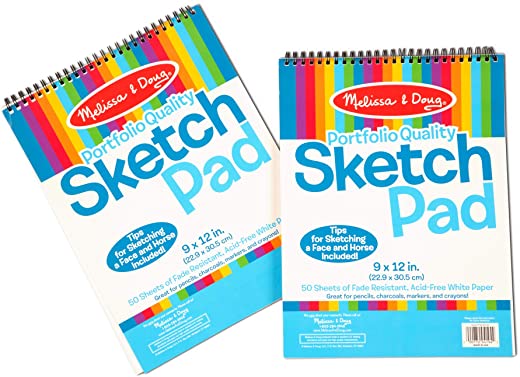 Melissa & Doug Sketch Pad (9 x 12 inches) – 50 Sheets, 2-Pack