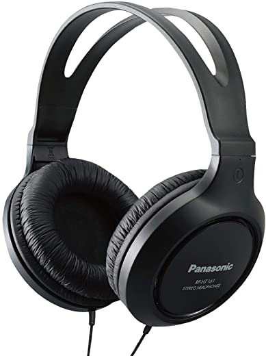 Panasonic Full-Sized, Lightweight Long-Cord Headphones – RP-HT161-K (Black)