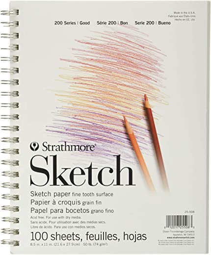 Strathmore (25-508 STR-025-508 100 Sheet Sketch Pad, 8.875 by 11″, 8.5″x11″, White