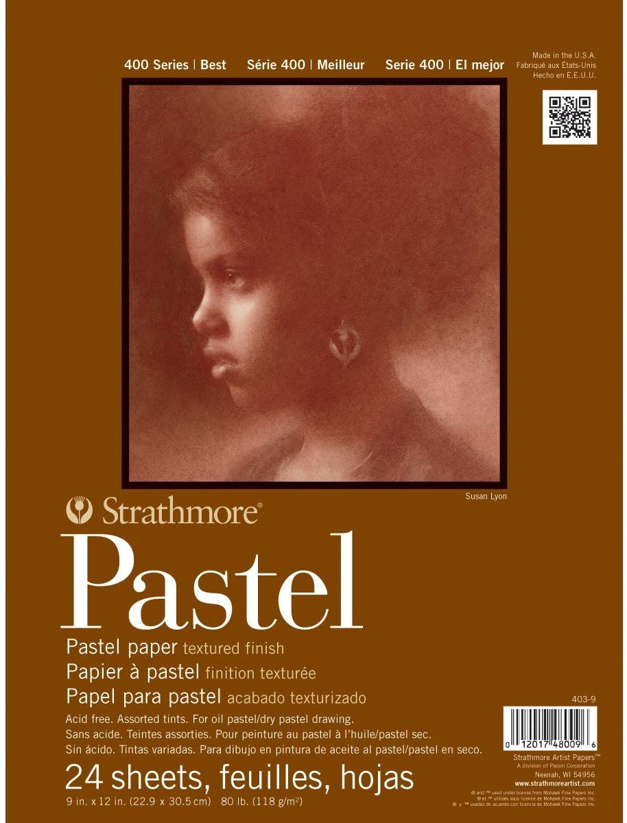 Strathmore 400 Series Pastel Pad, Assorted Colors, 9″x12″ Glue Bound, 24 Sheets
