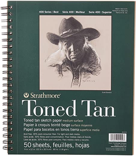 Strathmore 412-9 Tan Drawing 400 Series Toned Sketch Pad, 9″x12″, 50 Count