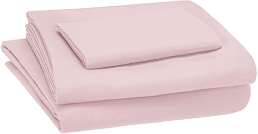 Amazon Basics Kid’s Sheet Set – Soft, Easy-Wash Lightweight Microfiber – Twin, Light Pink
