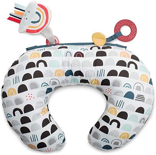 Boppy Tummy Time Prop Pillow | Black and White Modern Rainbows with Teething Toys | A Smaller Size for Comfortable Tummy Time | Attached Toys to…