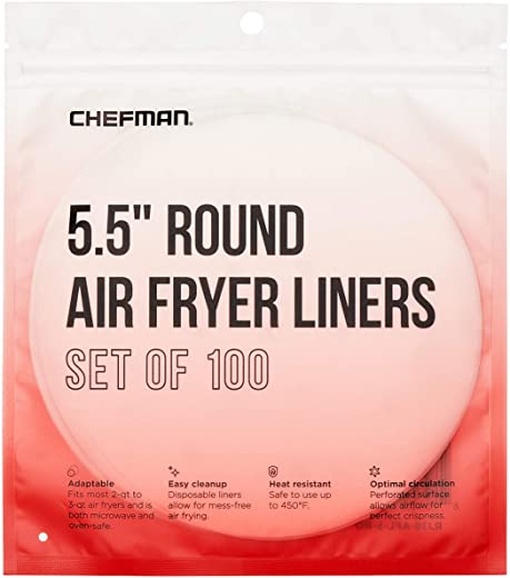 Chefman Disposable Air Fryer Liners, Heat-Resistant Parchment Paper For Baskets, 100 Pack, 5.5” Round
