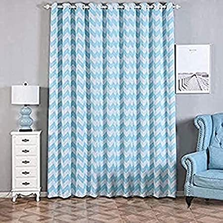 Chevron Thermal Blackout Curtains with Grommet – 52″ x 108″ | White/Baby Blue | Pack of 2