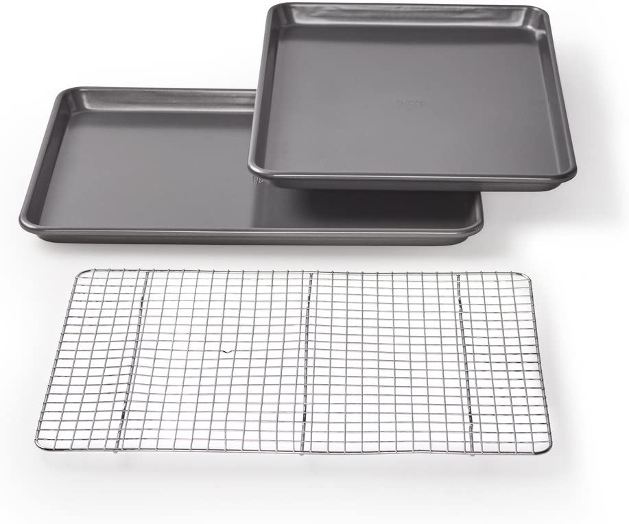 Professional Non-Stick Cookie/Jelly-Roll Pan Set with Cooling Rack, 17-Inch-by-12.25-Inch