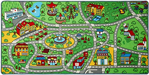 Click N’ Play City Life Kids Road Traffic Play mat Rug Extra Large Non-Slip Carpet Fun Educational for Play Area Playroom Bedroom-Extra Large 79” x…