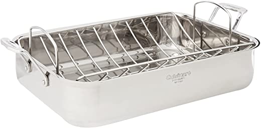 Cuisinart Chef’s Classic Stainless 16-Inch Rectangular Roaster with Rack, Roaster Rack