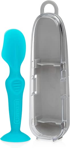 Dr. Talbot’s Diaper Cream Soft Silicone Brush with Suction Base & Hygienic Case, Aqua, Mini Size