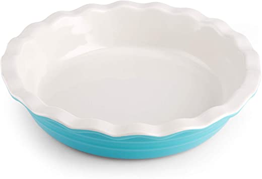 Farberware Baker’s Advantage Ceramic Pie Dish, 10-Inch, Teal