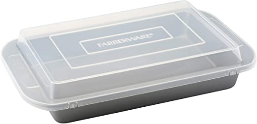 Farberware Nonstick Bakeware Baking Pan With Lid / Nonstick Cake Pan With Lid, Rectangle – 9 Inch x 13 Inch, Gray
