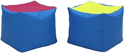 FDP SoftScape 14″ Square Bean Bag Poufs for Kids, Multipurpose Decorative Ottoman, Seat or Footrest, Great for Small Spaces, Living Room, Playroom,…