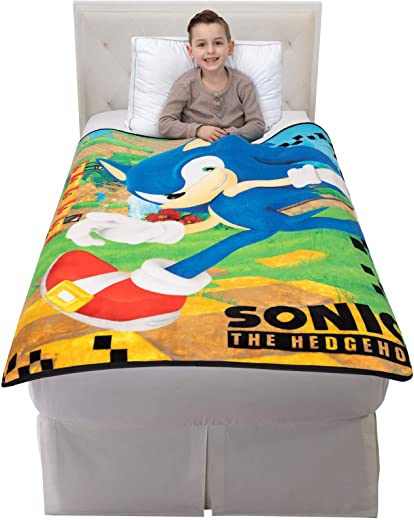 Franco Kids Bedding Super Soft Micro Raschel Throw, 46 in x 60 in, Sonic The Hedgehog