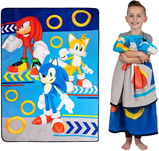 Franco Kids Bedding Super Soft Plush Micro Raschel Blanket, 62 in x 90 in, Sonic The Hedgehog