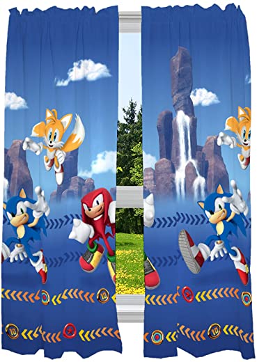 Franco Kids Room Window Curtain Panels Drapes Set, 82 in x 63 in, Sonic The Hedgehog