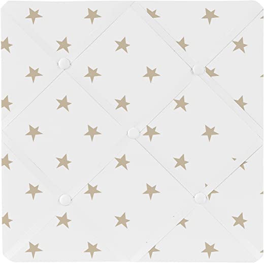 Gold and White Star Fabric Memory Memo Photo Bulletin Board for Celestial Collection by Sweet Jojo Designs