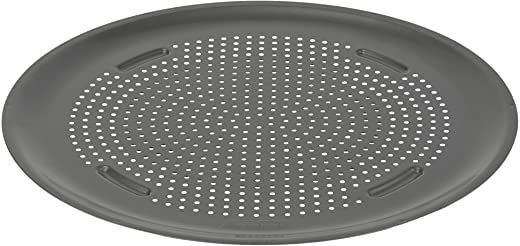 Good Cook AirPerfect Nonstick Large Pizza Pan 15.75″ , Perforated Crispy Crust with Cutting Guide, Glimmer Gun Metal
