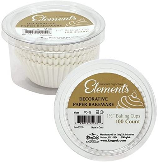 Hanna K. Signature Mini 1.5″ | White | Pack of 100 Paper Baking Cup