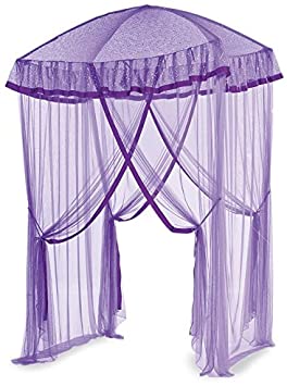 HearthSong Sparkling Lights Light-Up Bed Canopy for Twin, Full, or Queen Beds, 58″ L x 50″ W. Purple