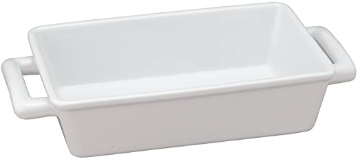 HIC Oblong Rectangular Baking Dish Roasting Individual Lasagna Pan, Fine White Porcelain, 8.5-Inches x 5.5-Inches x 2.5-Inches