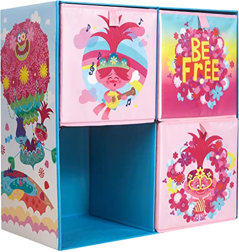 Idea Nuova DreamWorks Trolls Collapsible Soft Storage Cubby with 3 Collapsible Cubes, Pink