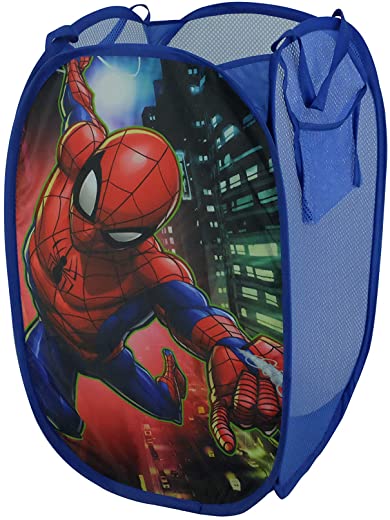 Idea Nuova Marvel Spiderman Pop Up Hamper with Durable Carry Handles, 21″” H x 13.5″” W X 13.5″” L, red