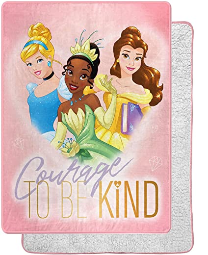 Northwest Disney Princesses Royal Courage Oversized Silk Touch Sherpa Throw Blanket, 60″ x 80″