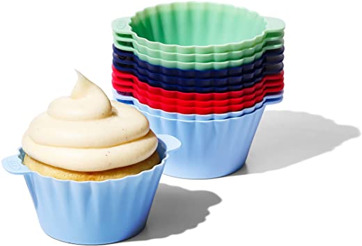 OXO Good Grips Silicone Baking Cups, Pack of 12, Reusable, BPA-Free, Dishwasher Safe , Non-Stick, Food Grade, Cupcake Cups, Muffin Cups, Cupcake…