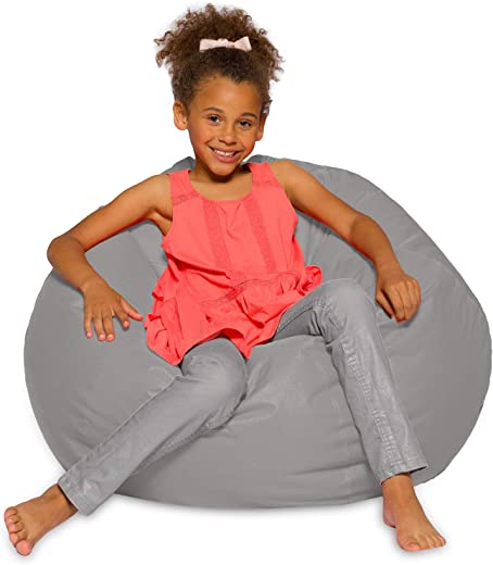 Posh Creations Bean Bag Chair for Kids, Teens, and Adults Includes Removable and Machine Washable Cover, 38in – Large, Solid Gray