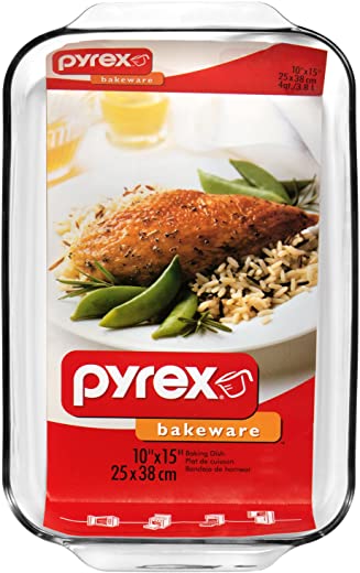 Pyrex Bakeware 4.8 Quart Oblong Baking Dish, Clear