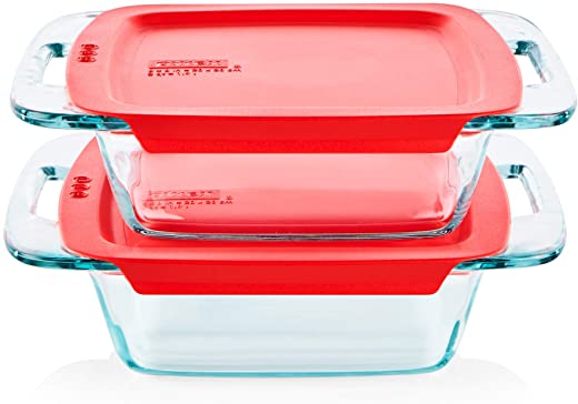Pyrex Easy Grab Baking Dish with lid Food Storage, 8″ x 8″