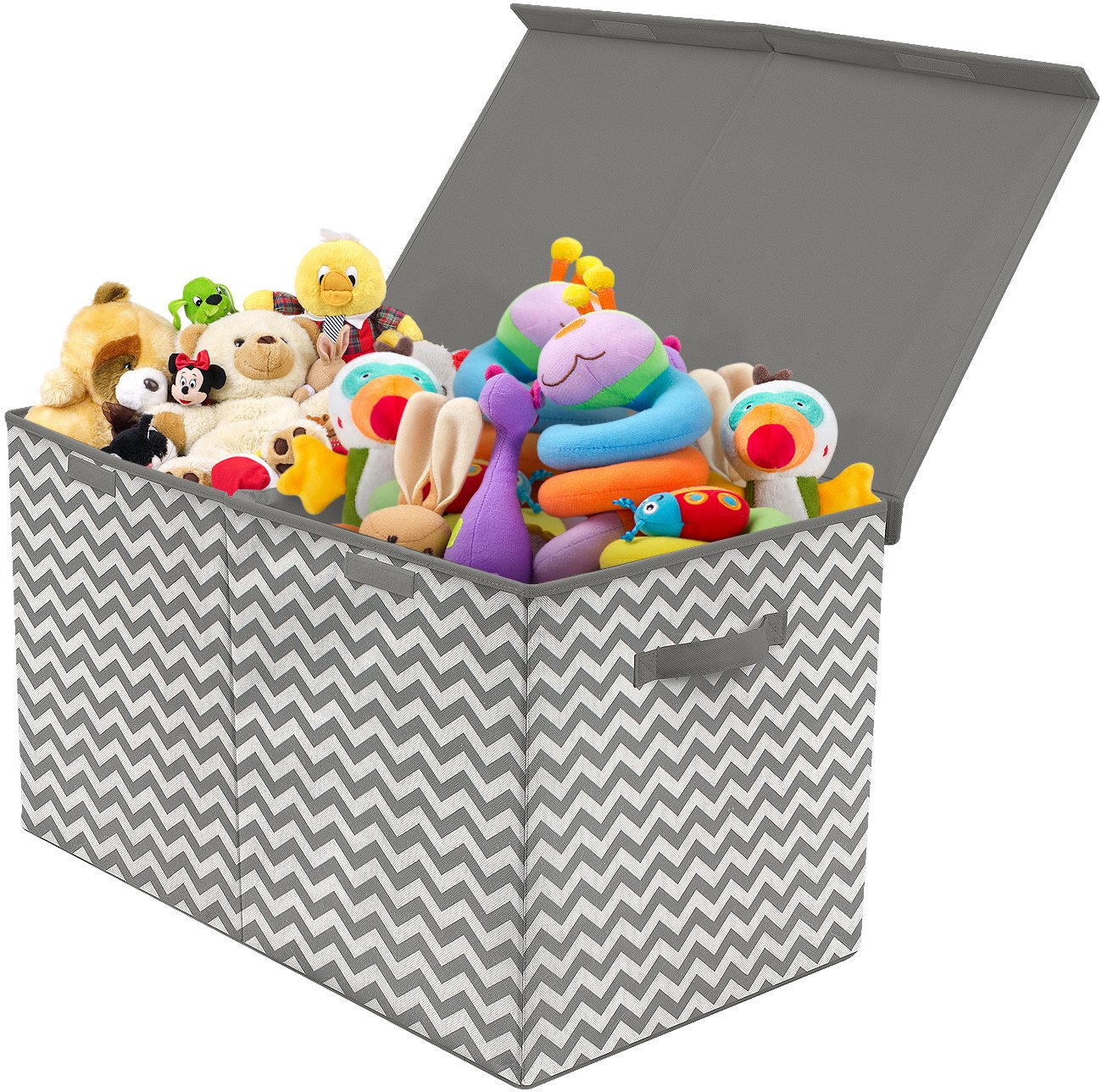 Sorbus Toy Chest with Flip-Top Lid, Kids Collapsible Storage for Nursery, Playroom, Closet, Home Organization, Large (Pattern – Chevron Gray)