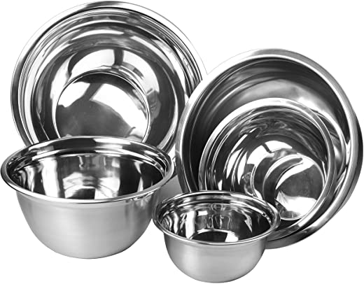 Stainless Steel Mixing Bowls Set of 5 by YBM Home-Premium Polished Mirror Nesting Bowls for Cooking and Serving,Includes 0.75, 1.5,3,5,6.5…