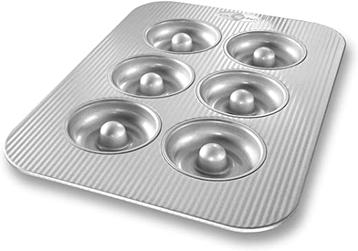 USA Pan Bakeware Aluminized Steel Donut Pan, 6-Well
