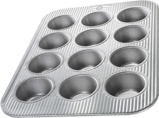 USA Pan Bakeware Cupcake and Muffin Pan, Nonstick Quick Release Coating, 12-Well, Aluminized Steel