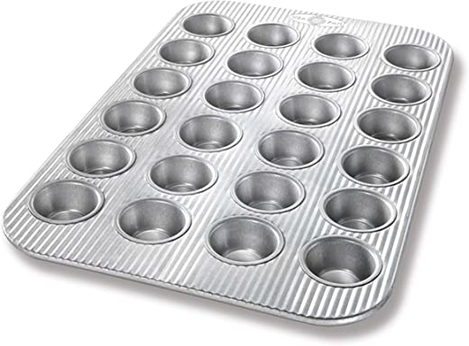 USA Pan Bakeware Mini Cupcake and Muffin Pan, Nonstick Quick Release Coating, 24-Well, Aluminized Steel