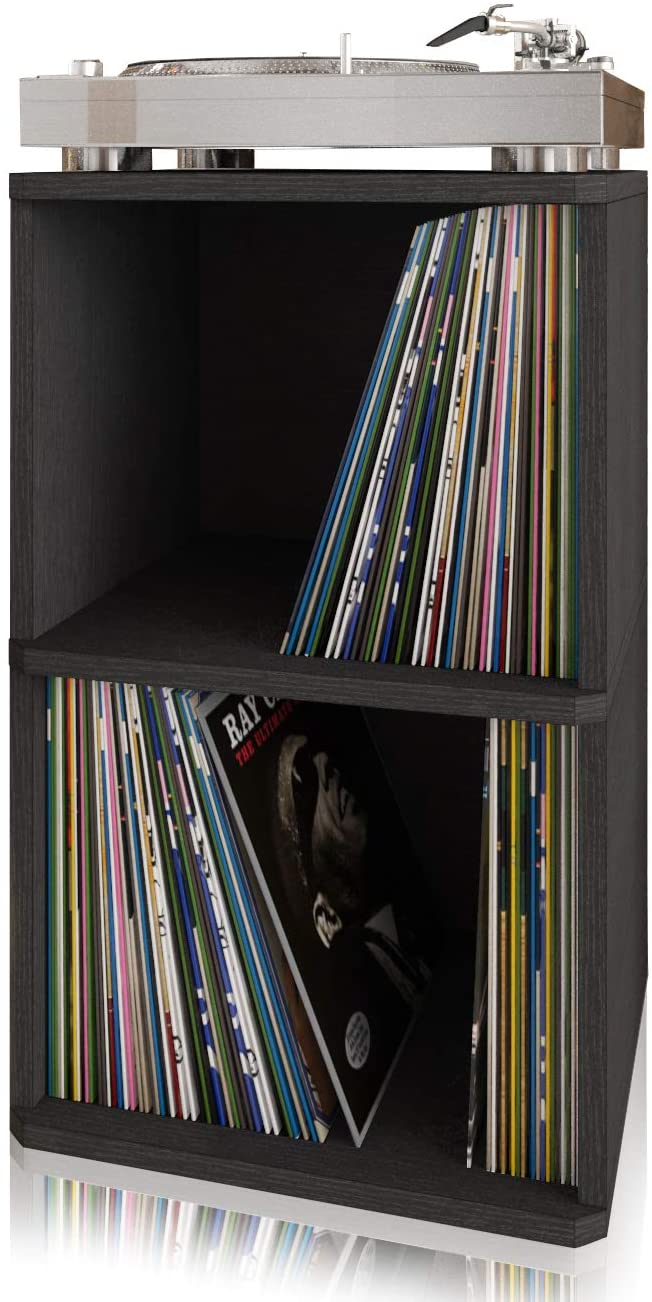 Way Basics Vintage Vinyl Record Cube 2-Shelf Storage, Organizer – Fits 170 LP Albums (Tool-Free Assembly and Uniquely Crafted from Sustainable Non…