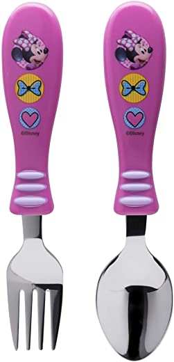 Zak Designs Minnie Easy Grip Flatware Fork And Spoon Utensil Set – Perfect for Toddler Hands With Fun Characters, Contoured Handles And Textured…