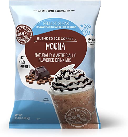 Big Train Blended Ice Coffee, , 3.5 Pound Mocha, Reduced Sugar,56 Ounce