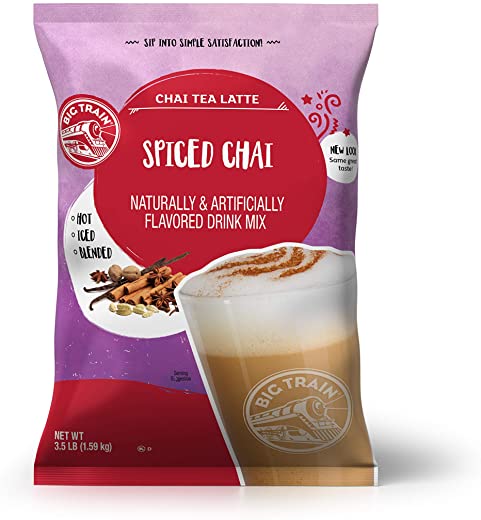 Big Train Spiced Powdered Instant Chai Tea Latte Mix, Spiced Black Tea with Milk, For Home, Coffee Shop, Restaurant Use, 56 Ounce