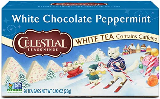 Celestial Seasonings White Tea, White Chocolate Peppermint, Contains Caffeine, 20 Tea Bags (Pack of 6)
