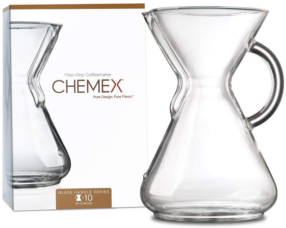 Chemex Pour-Over Glass Coffeemaker – Glass Handle Series – 10-Cup – Exclusive Packaging