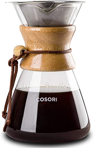 COSORI Pour Over Coffee Maker with Double-layer Stainless Steel Filter, Coffee Dripper Brewer & Glass Coffee Pot, High Heat Resistant Decanter, 34…